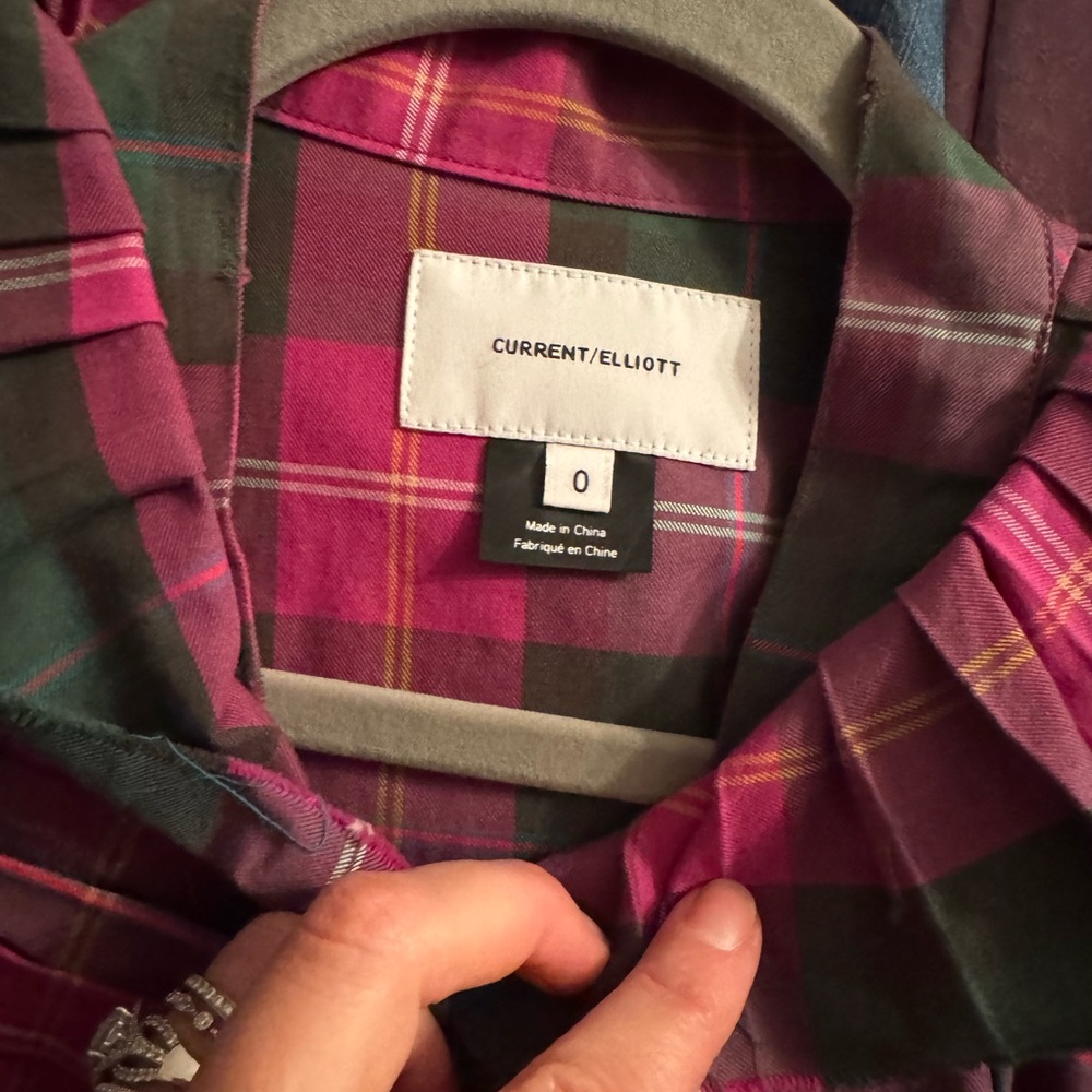 Current/Elliott Plaid Blouse - Pink and Green